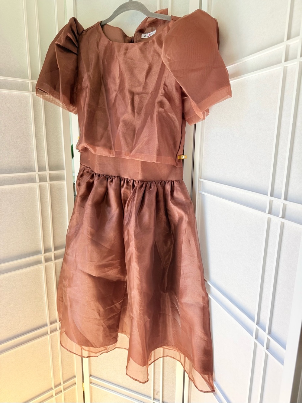 Modern Filipiniana Brown Organza  blouse and skirt